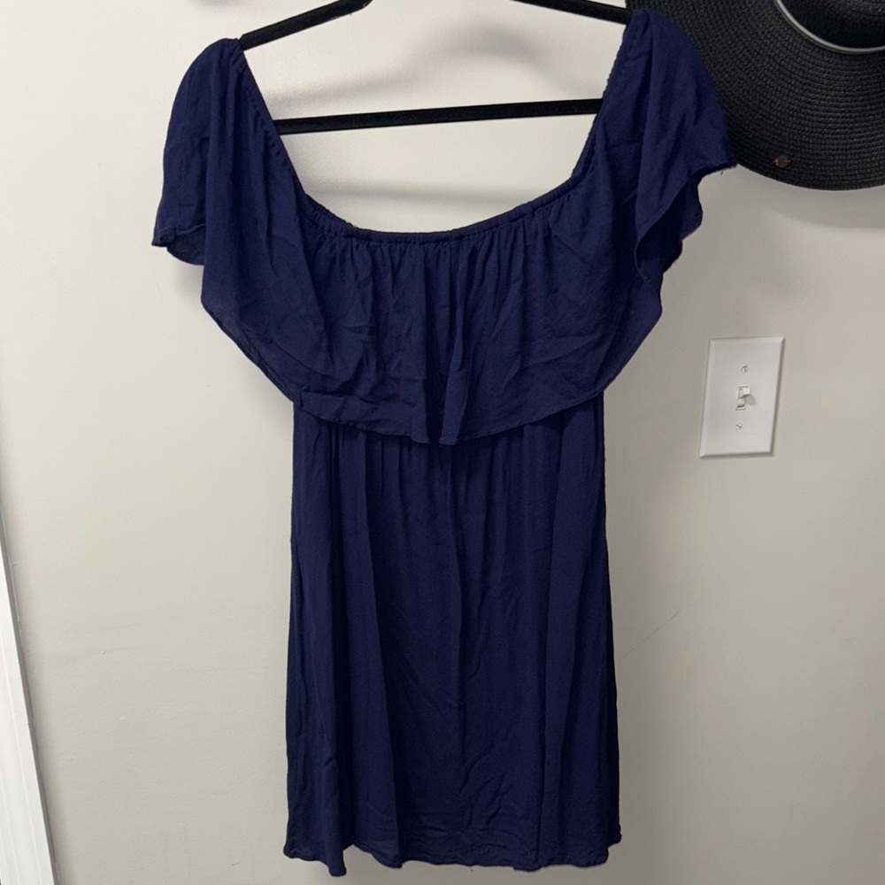 Blue Ruffled Square Neck Mini Dress - Picture 8 of 11